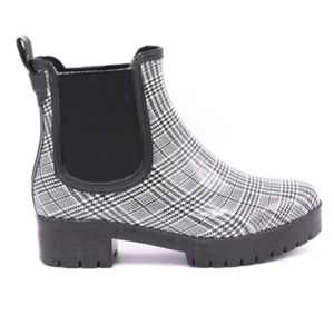 Jeffrey Campbell Cloudy Plaid  Rainboots black white size 8